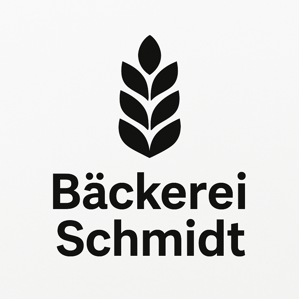 Logo von Bäckerei Schmidt. Bäckerei Logo in Komplett schwarz mit Titel unten.