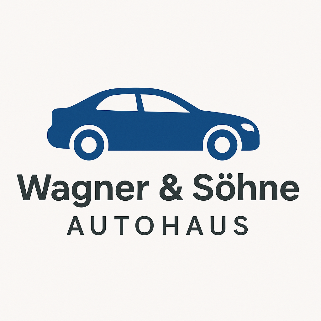 Logo von Wagner & Söhne Autohaus. Autohaus Logo in in blau mit Titel unten.